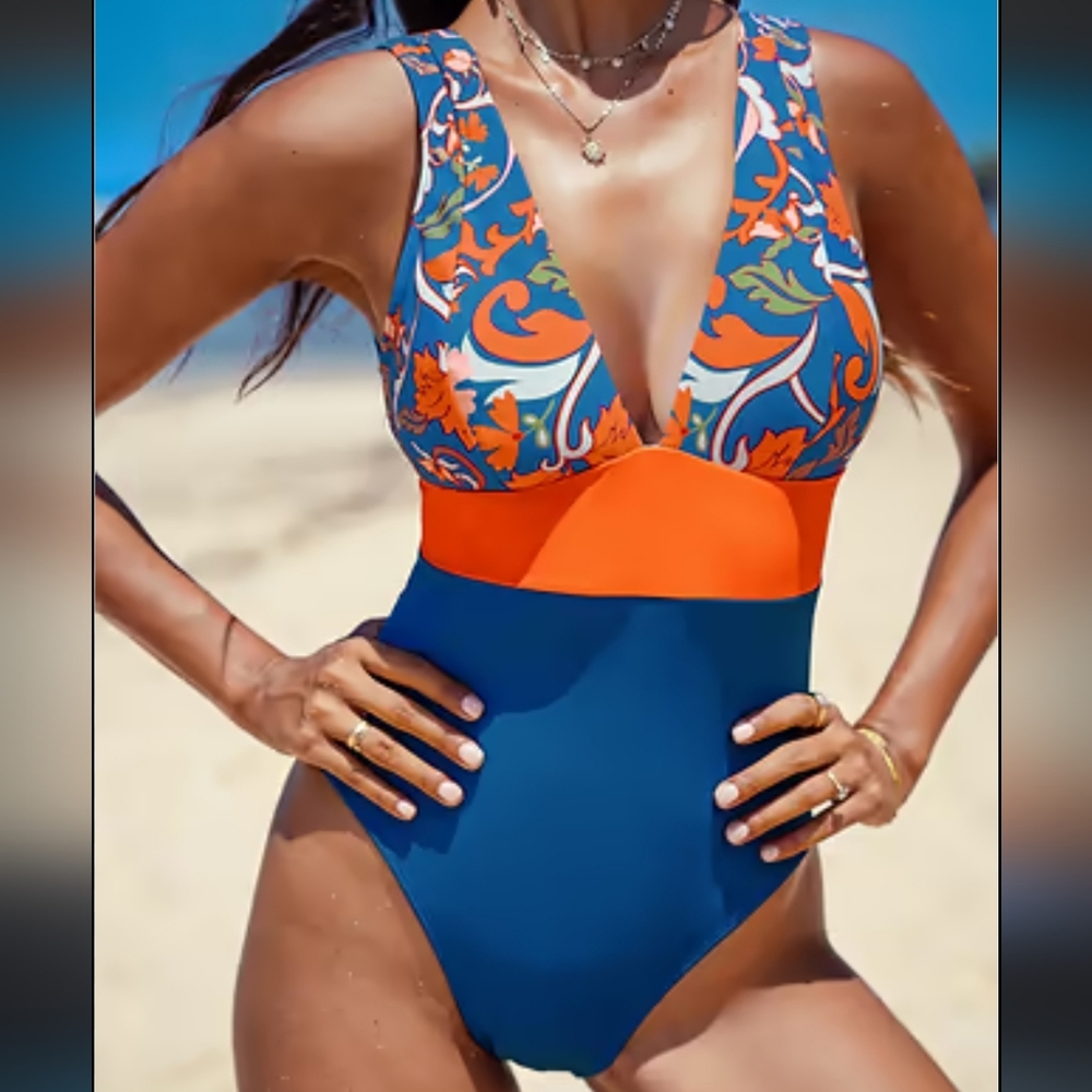 Colorful Floral One-Piece Swimsuit